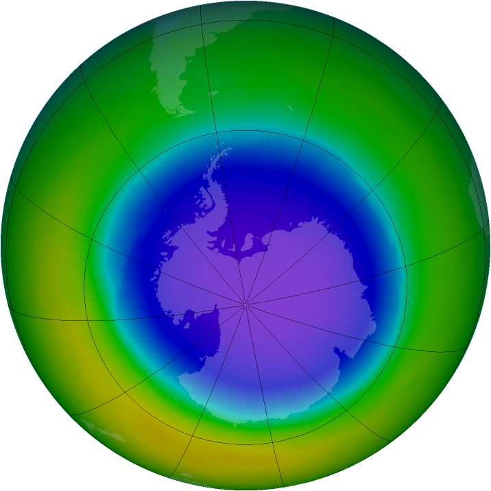 Antarctic ozone map for October 1998